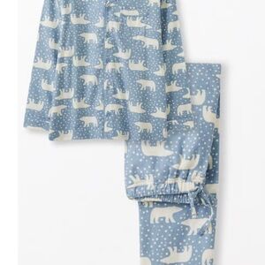 Hanna Andersson Blue and White Flannel Polar Bear Pajama Set